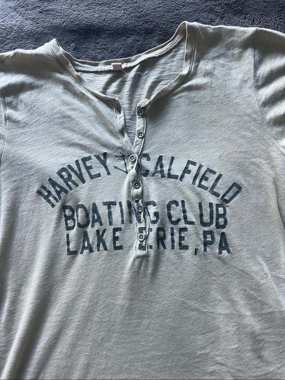 J. Crew Light Gray Short Sleeve Henley Graphic Tee - Picture 6 of 6